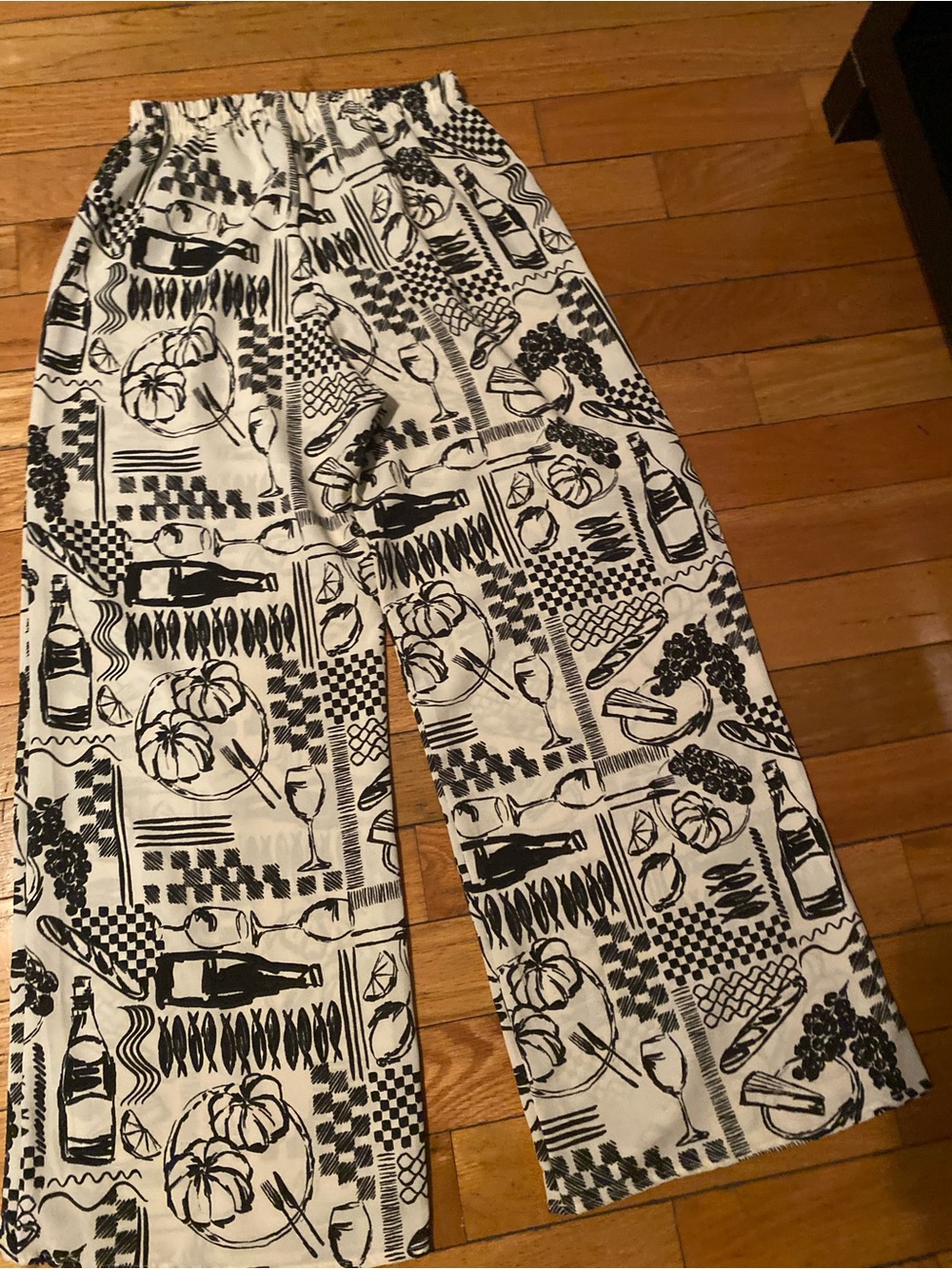 seeyou Black and White Wide-Leg Print Pants